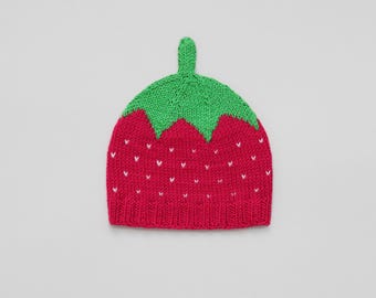 Strawberry Beanie Merino Wool Cotton for Baby & Kids