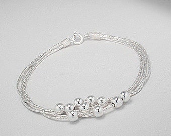 Solid Sterling Silver Moving Bubble  Bracelet