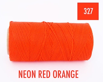 Macrame Cord NEON RED ORANGE Linhasita #327 1mm | Waxed Polyester Cord spool of 190 yards