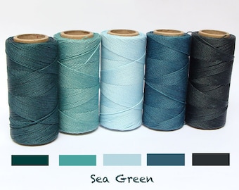 Set di corde per macramè VERDE MARE da 1 mm / Hilo Encerado Linhasita per progetti di macramè, arti e mestieri, compresi lavori in pelle