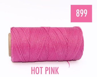 Macrame Thread - Waxed Polyester Cord - Waxed Cord - HOT PINK - Spool of 190 yards Linhasita #899