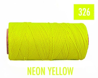 NEON YELLOW Macrame Thread - Waxed Polyester Cord - Waxed Cord - Bracciale Cord - Linhasita #326 1mm 190 metri Spool