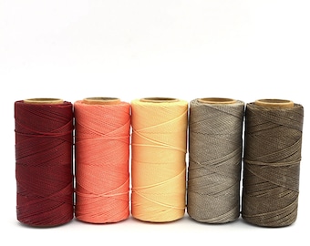 Set di cordini per braccialetti con 5 colori TANGERINE per macramè, annodatura, infilatura / cordino cerato Linhasita