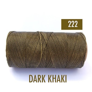 Linhasita cord #222 DARK KHAKI 1mm - Waxed string spool of 190 yards stringing supplies