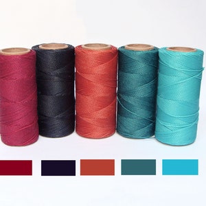 Linhasita waxed cord 5-color set for macrame, friendship bracelets and knotting projects TURQUOISE RED