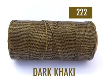 Linhasita cord #222 DARK KHAKI 1mm - Waxed string spool of 190 yards stringing supplies