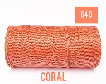 Bracelet Cord 1mm - Waxed Polyester Cord - Macrame Cord - Jewelry Cord - CORAL - 190 Yards Spool - Linhasita  #640