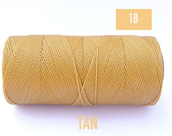 Waxed Macrame Cord - Waxed Polyester Thread - TAN Linhasita #18 - Spool of 190 yards