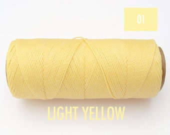 Waxed Thread LIGHT YELLOW - Macrame Jewelry Cord - Bracelet Cord - Spool of 190 yards - Linhasita 01