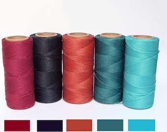 Linhasita waxed cord 5-color set for macrame, friendship bracelets and knotting projects TURQUOISE RED