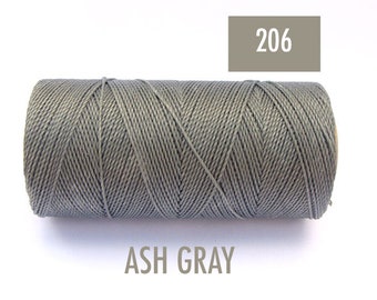 Macrame Cord - Linhasita - Waxed Polyester Cord - ASH GRAY - Spool of 190 yards