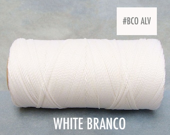 CAVO PERLINE BIANCO 1mm 190 yards - Bracciale Cord - Cordoncino in poliestere cerato - corda annodata Linhasita #Branco