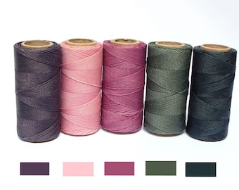 Waxed Macrame Cord Set PURPLE GREEN | Linhasita 1mm waxed polyester string