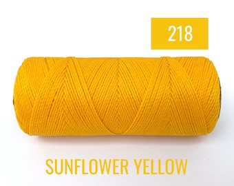 Macrame Jewelry Cord - Linhasita #218 - Corda in poliestere cerato - GIALLO GIRASOLE - Bobina di 190 yards