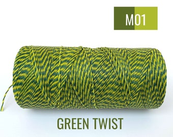 GREEN TWIST Macrame Cord / Waxed Polyester Linhasita String / Bracelet String Spool of 190 yards #M01