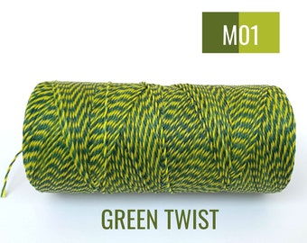 GREEN TWIST Macrame Cord | Waxed Polyester Linhasita String | Bracelet String Spool of 190 yards #M01