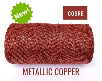 NUOVO! Cavo macrame rosso rame metallico / Corda linhasita in poliestere cerato / Bobina di corde braccialetto di 190 #COBRE