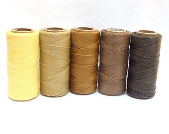 Waxed Macrame Cord - Waxed Polyester Thread 1mm - Set of 5 Colors - CAPPUCCINO