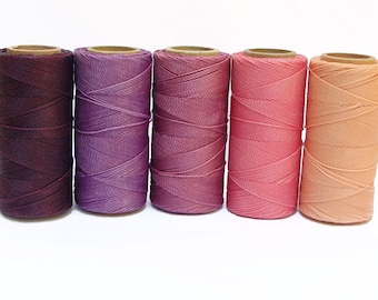 Purple Waxed Cord - Macrame Cord - Waxed Polyester Thread - Set of 5 Colors ROSE