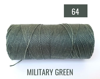Corda Macrame VERDE MILITARE per bracciali dell'amicizia - Filo di poliestere cerato - Corda linhasita cerata da 1 mm #64 - Bobina di 190 yards
