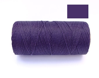 Macrame Thread - Waxed Polyester Cord - Jewelry String - DARK PURPLE - Spool of 188 yards