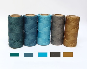 Macrame Cord 5 color set - Waxed Polyester String 1mm - Brazilian Linhasita - TURQUOISE MUSTARD