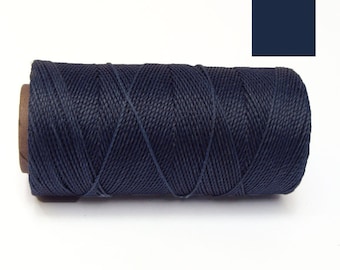 Rocchetto di corda in poliestere cerato per macramè blu navy da 188 metri