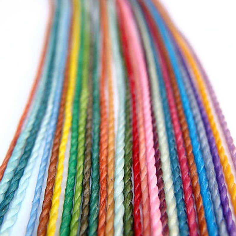 Macrame Cord Waxed Polyester Thread Jewelry String Beading Cord Set of 5 Colors GARDEN image 7