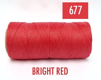 Linhasita micro macrame thread | Brazilian waxed cord for jewelry making #677 BRIGHT RED a whole spool of 190 yards