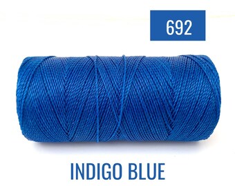 Cordino per braccialetti in macramè BLU INDACO / Filo in poliestere cerato Linhasita 692 / Filo cerato da 1 mm - Bobina da 190 iarde