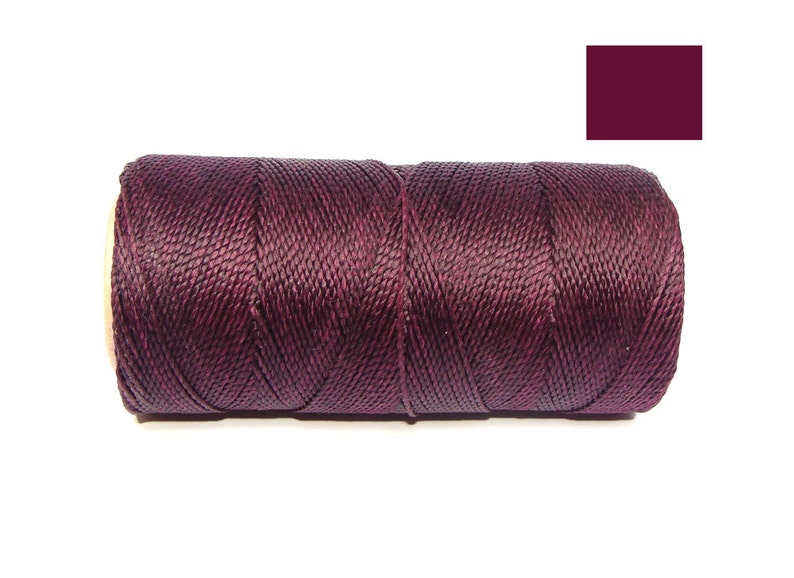 Eggplant Waxed Polyester Cord Macrame Cord spool of 188 yards image 1