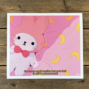 Impresión artística de Conejito Existencial - Tamaño 20 cm x 23 cm