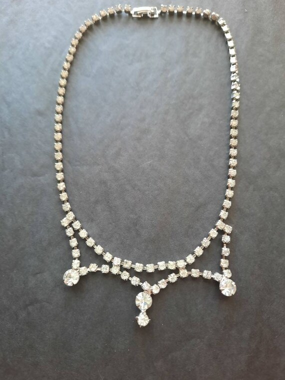 Vintage Rhinestone choker necklace #7 . 3 central… - image 3
