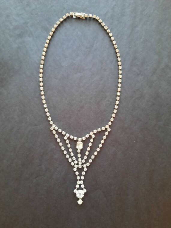Vintage Rhinestone choker necklace #3 . 2 central… - image 3