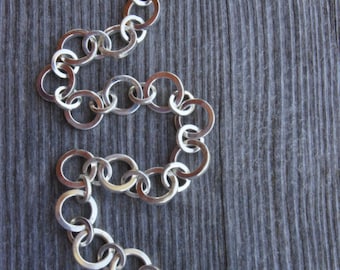 CIRCLE CHAIN BRACELET - Sterling silver solid links/ high polish / clean lines/ modern/ Sundance style/ contemporary/ simple/ everyday