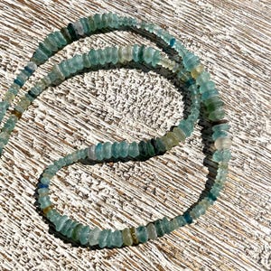 Ancient Roman Glass Necklace. S.S. Blue, Aqua, yellow. Natural organic gemstone jewelry, boho sundance style