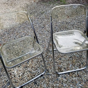 Pair of vintage 1960's Italian Clear Acrylic Lucite Folding Chairs - mid century groovy! Offers accepted!