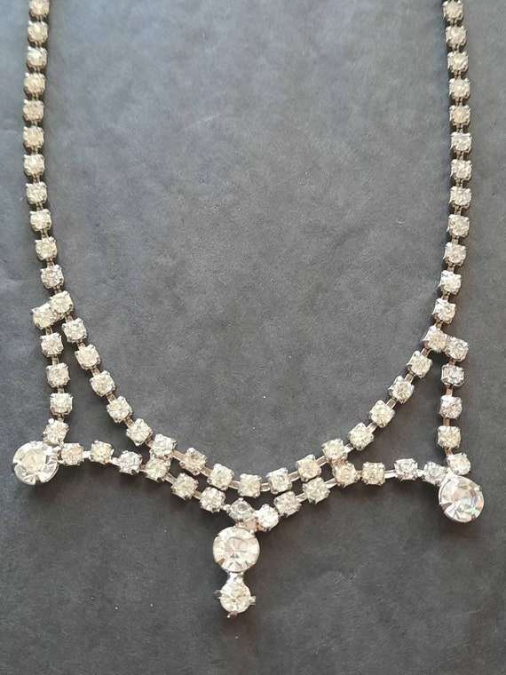 Vintage Rhinestone choker necklace #7 . 3 central… - image 6