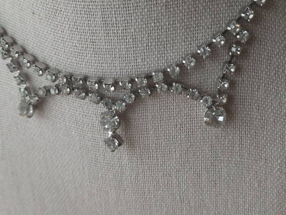 Vintage Rhinestone choker necklace #7 . 3 central… - image 4