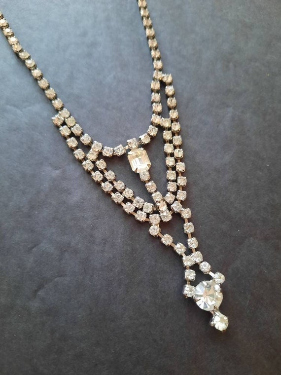 Vintage Rhinestone choker necklace #3 . 2 central… - image 1