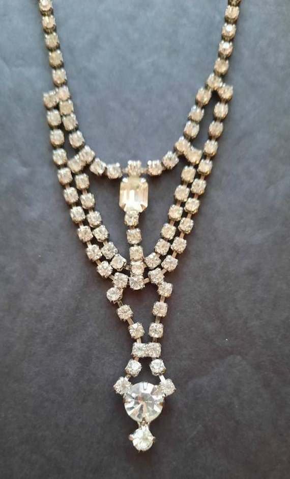 Vintage Rhinestone choker necklace #3 . 2 central… - image 4