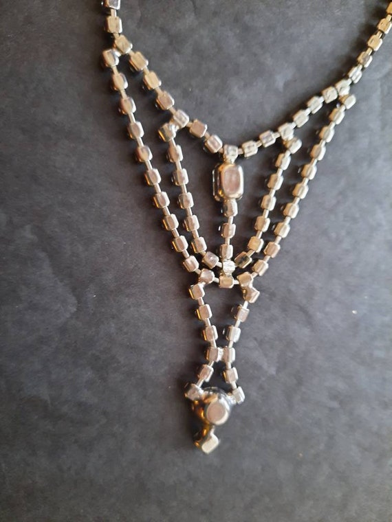 Vintage Rhinestone choker necklace #3 . 2 central… - image 10