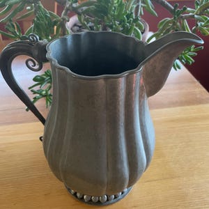 Antique-Vintage PEWTER Water Pitcher, NEKRASSOFF Russian Pewter - country kitchen/decor/ serving/ display vase