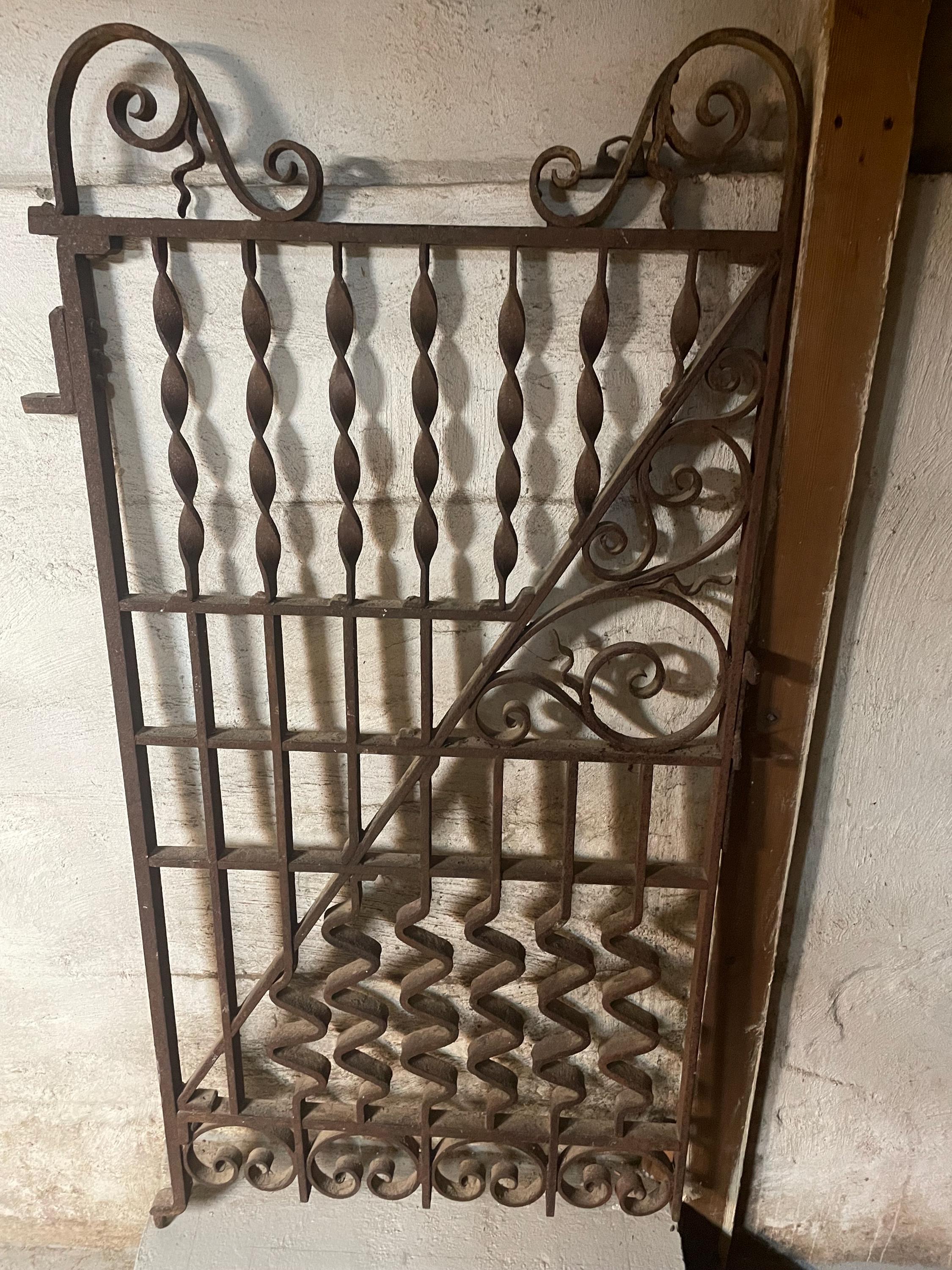 Wrought Iron Garden Gate - Antique/ vintage  1920's Art Deco.  Unique Heavy solid rusty old  thick Handmade Iron.