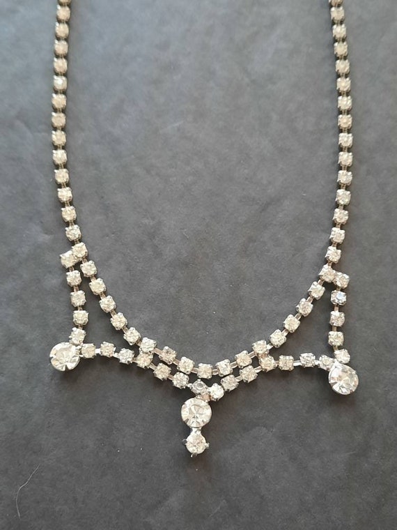 Vintage Rhinestone choker necklace #7 . 3 central… - image 5