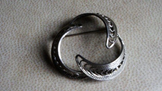 STERLING Silver CIRCLE PIN/ brooch. Vintage/1950'… - image 7