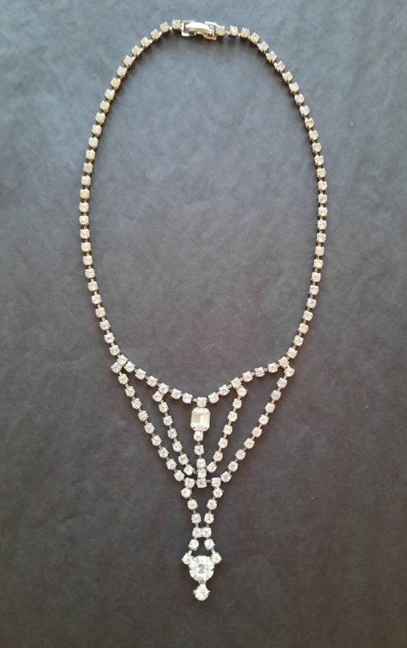 Vintage Rhinestone choker necklace #3 . 2 central… - image 5