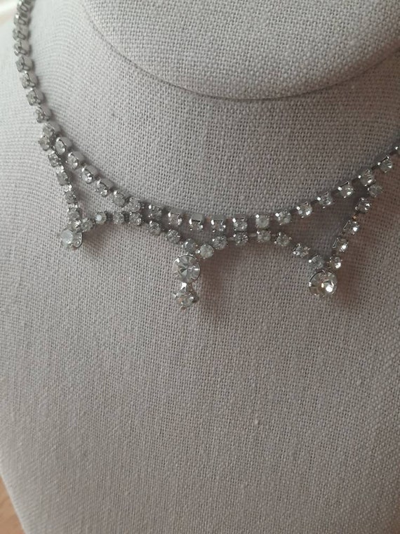 Vintage Rhinestone choker necklace #7 . 3 central… - image 2