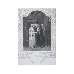 Antique Engraving of Shakespeare Play Merchant of Venice 1850
