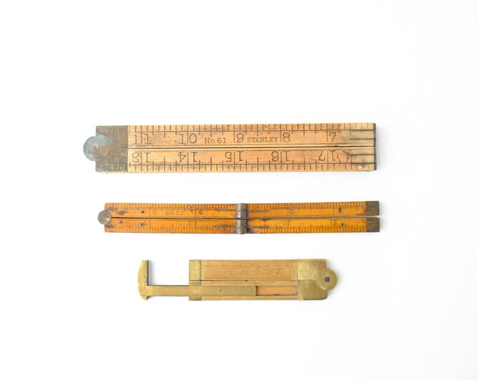 Antique Rulers, Three Boxwood Brass, Wood Folding Ruler - Etsy